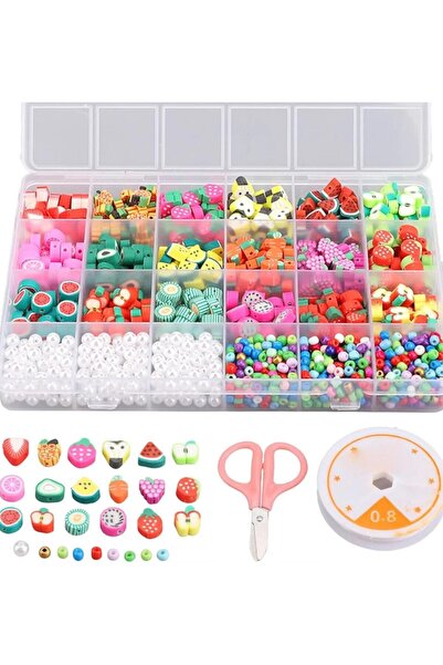 yiğit aksesuar Boxed Fruit Pearl and Sand Beads 180 Pieces Fruit Fimo Phone A...