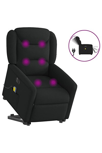 vidaxl Fotoliu electric de masaj rabatabil cu ridicare, negru, textil