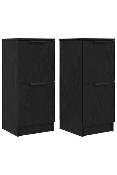 vidaxl Bufet 2 pcs Stejar Negru 30 x 30 x 70 cm Lemn compozit