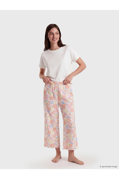 LC Waikiki Coral Floral Women's Capri Pajama Bottoms