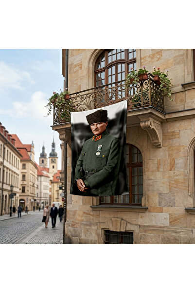 puntodizayn Kalpaklı Askeri Gazi Atatürk Portresi Poster Bayrak Premium Raşel...