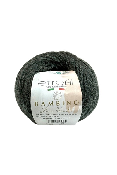 Etrofil Bambino Lux Gri Kaki Fir moale pentru tricotat 60% Lână Merino 40% Ac...