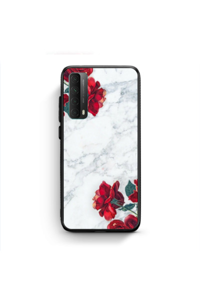 Other Huawei P Smart 2021 Marble and roses Black Glossy Θήκη