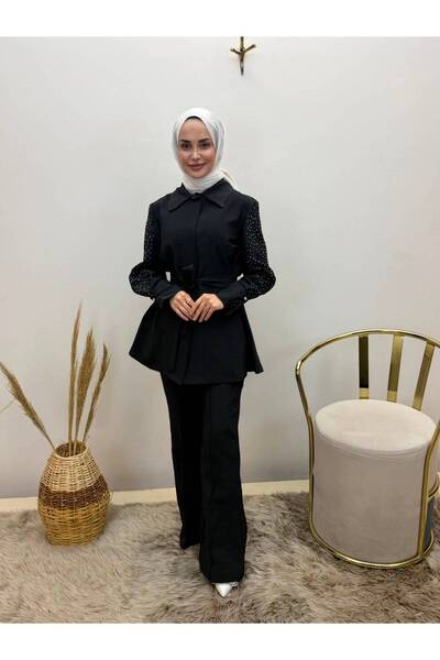 JOOQSTORE Sleeveless Suit with Stone Detail