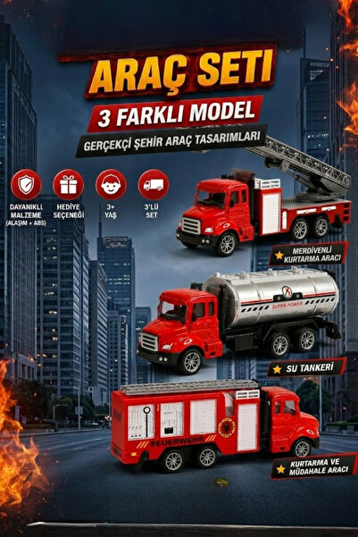 düşler oyuncak dünyası Büyük Kurtarma Araçları - Merdivenli Kamyon Ve Su Tank...