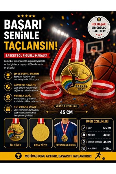 AVESSA Mad-Bas-2 Basketbol Figürlü Madalya 6.5 Cm