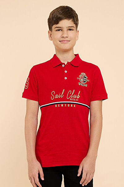 R&B Embroidered Polo T-Shirt with Short Sleeves