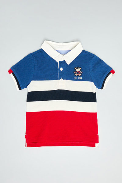 R&B Color Block Polo T-Shirt with Short Sleeves