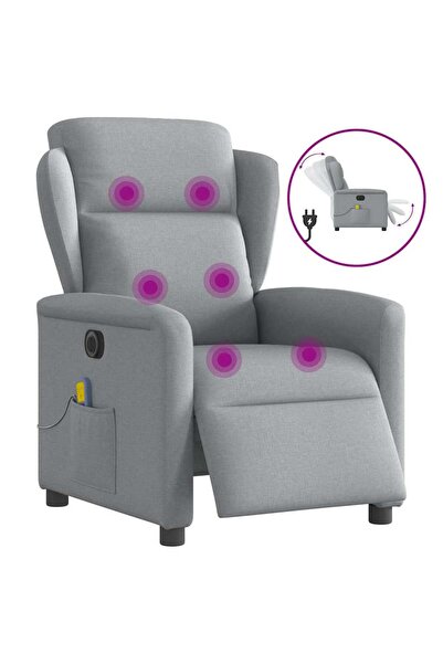 vidaxl Fotoliu electric de masaj rabatabil, gri deschis, microfibră
