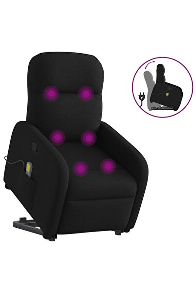 vidaxl Fotoliu rabatabil de masaj, cu ridicare, negru, material textil