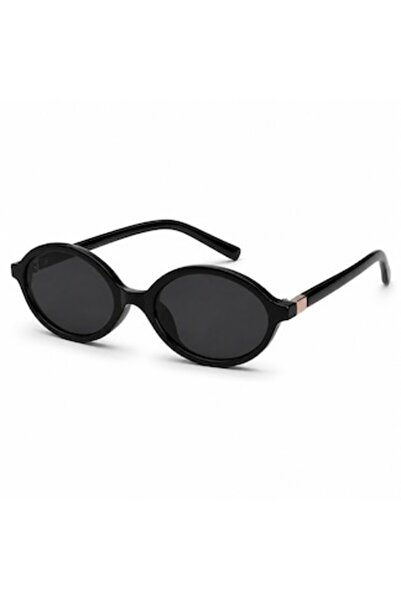 SHOPIENS Women's Cat Eye Black Oval Elongated Frame Dark Lenses Thin Arms Chi...