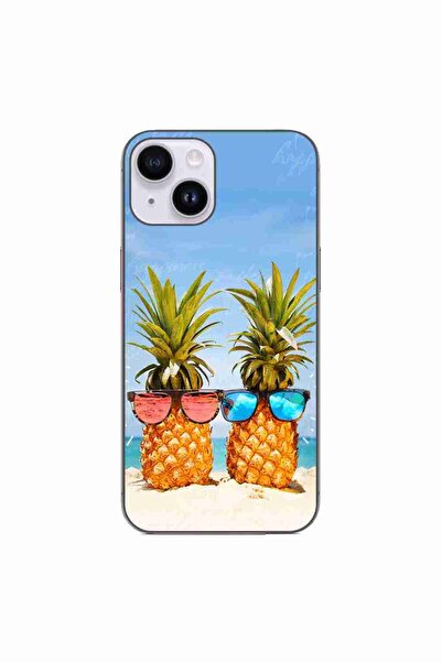 OEM Case compatible with Apple iPhone 14 Silicone Gel Tpu Model Beach Pinneaples
