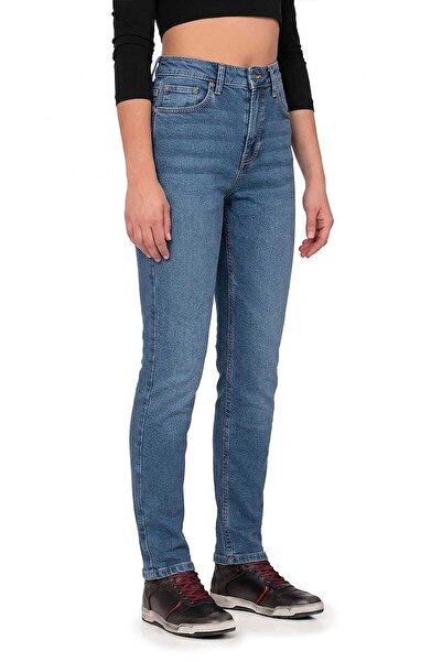 The Biker Jeans Lucy Blue Korumalı Motosiklet Kot Pantolonu Kadın