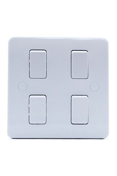 Duravel 4-Gang Modern Light Switch Wall Plate, White