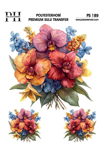 POLYESTERHOBİ Premium Water Transfer 25X35 cm Flower Patterned Ps 189