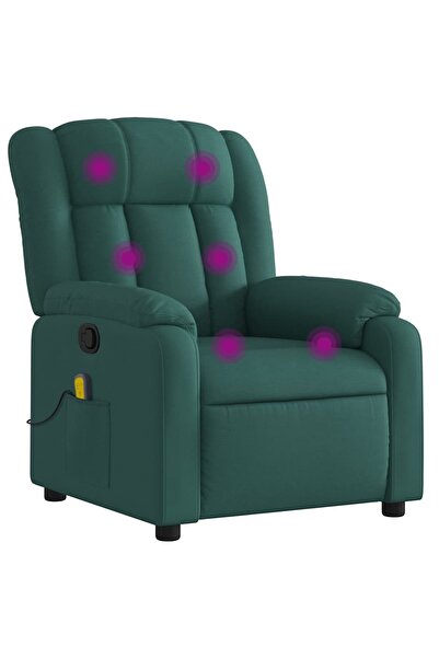 vidaxl Fotoliu de masaj rabatabil, verde închis, material textil
