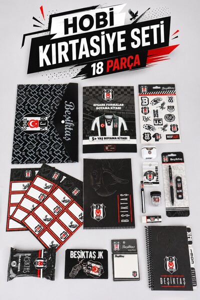 Beşiktaş x Dekomus Lisanslı 18 Parça Hobi Kırtasiye Seti Boyama Kitabı,Uçlu K...