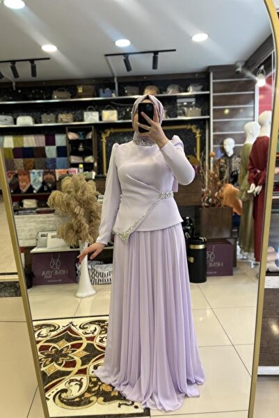 HÜMEYRA BUTİK Asymmetrical Stone Embellished Front Dress