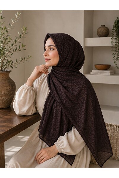 Wise&Go Store Kahverengi Mikro Desenli Hem Günlük Hem Özel Gün Şalı