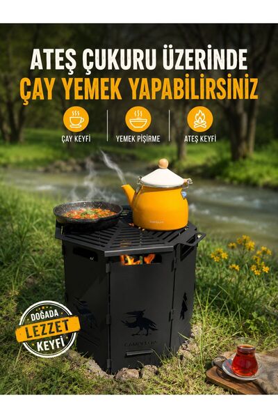 CAMPFLOW Ateş Çukuru Izgaralı Sekizgen