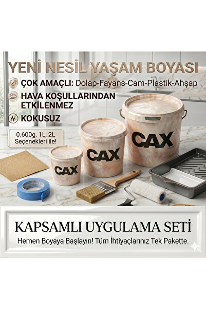 caxcolors CAX KOKUSUZ Çok Amaçlı Yeni Nesil Yaşam Boyası - Dolap Fayans Mobil...