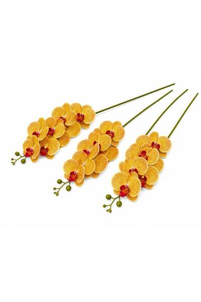OEM Orhidee artificiala 9 flori 14 Galben-Portocaliu