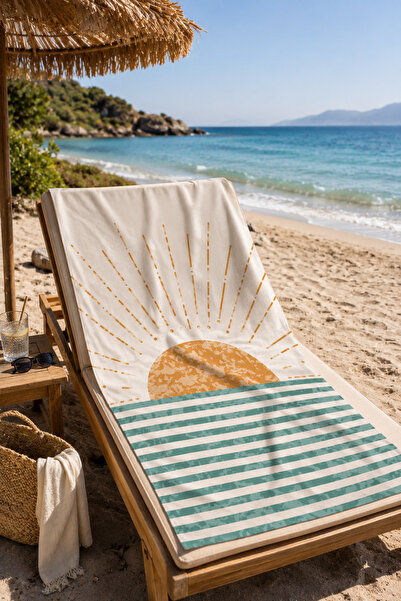 HİG HOME Sun Patterned Large Beach Towel 80X160 cm |   Bohemian Sea Towel