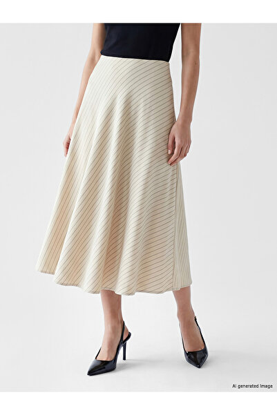LC Waikiki Beli Zippered Striped Flared Skirt