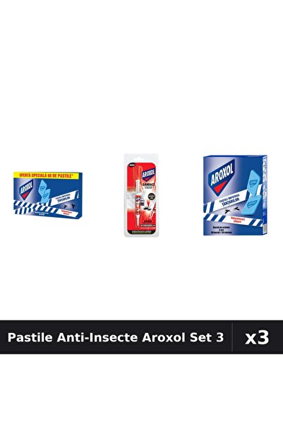 Aroxol Set 3 Pastile Anti-Insecte - 60 buc, 30 buc, 5g - Protectie Gandaci Ta...