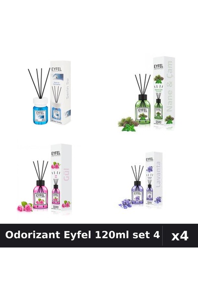 Eyfel Set 4 Odorizant Camera Betisoare 120ml - Cool Water, Lavanda, Pin Menta...
