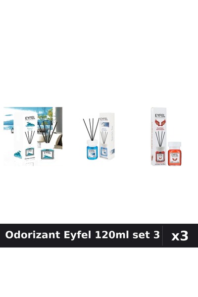 Eyfel Set 3 Odorizant Camera Betisoare 120ml - Ocean, Cool Water, Red Dragon