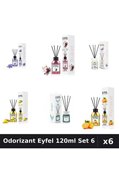 Eyfel Set 6 Odorizante Camera Betisoare 120ml - 6 Arome Asortate Parfum