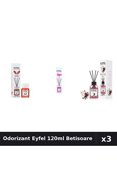 Eyfel Set 3 Odorizant Cameră Betisoare 120ml - Red Dragon, Bubble Gum, Bouquet