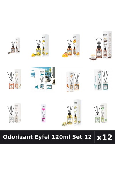 Eyfel Set 12 Odorizant Camera Betisoare 120ml - 12 Arome Asortate Parfum