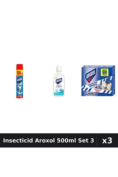 Aroxol Set 3 Insecticid 500ml - Spray, Loțiune Repelent, Aparat Electric 45 N...