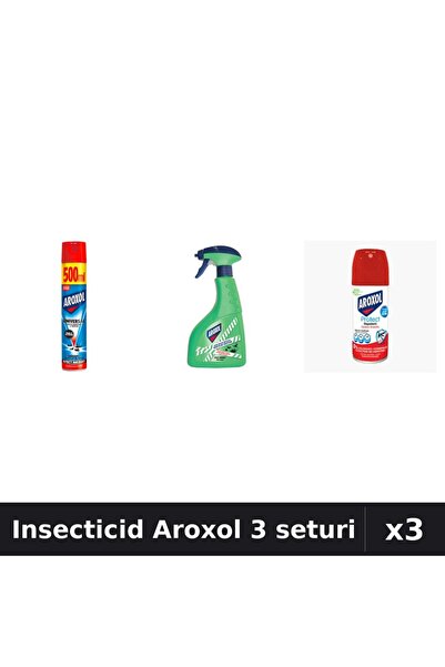 Aroxol Set 3 Spray Insecticid 100ml, 400ml, 500ml - Protecție Eficientă Gândaci
