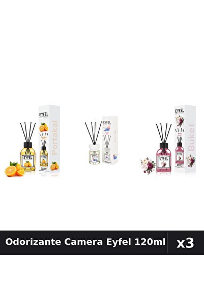 Eyfel Set 3 Odorizante Camera Betisoare 120ml - Portocala, Orhidee, Bouquet
