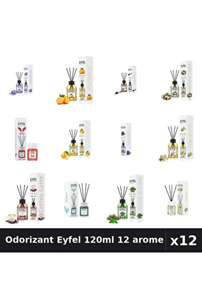 Eyfel Set 12 Odorizante Camera cu Betisoare 120ml - 12 Arome Asortate Parfum