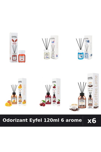 Eyfel Set 6 Odorizante Camera Betisoare 120ml - 6 Arome: Cafea, Cirese, Cool ...