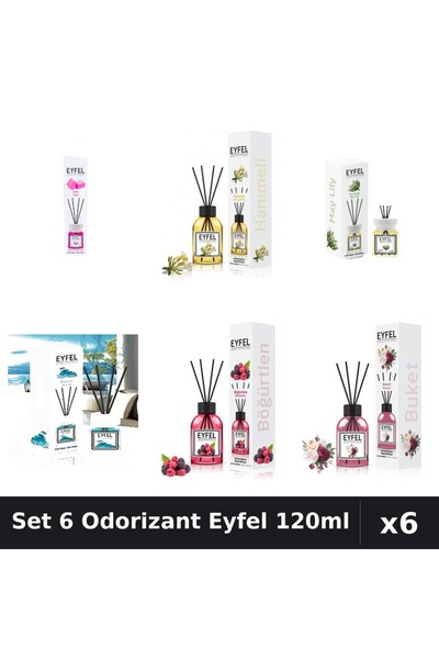 Eyfel Set 6 Odorizante Camera Betisoare, Bouquet, Bubble Gum, Fructe De Padur...