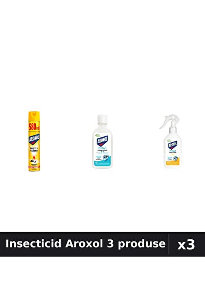 Aroxol Set 3 Insecticid - Spray 580ml, Loțiune Repelent 85ml, 200ml - Protecție