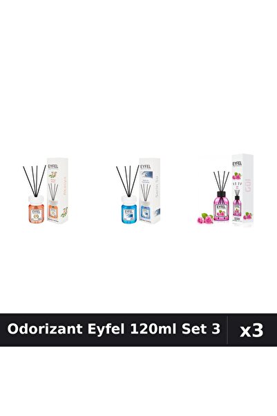 Eyfel Set 3 Odorizant Camera Betisoare 120ml - Acacia, Cool Water, Trandafir