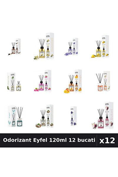 Eyfel Set 12 Odorizant Camera Betisoare 120ml - 12 Arome Asortate, Parfum Intens
