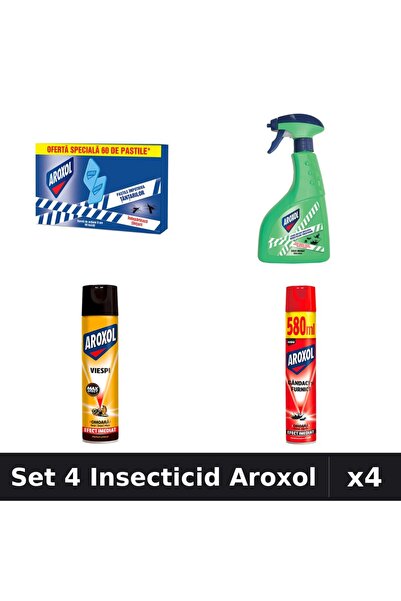 Aroxol Set 4 Produse Anti-Insecte - Pastile/Spirale Anti-Insecte Aroxol, Spra...