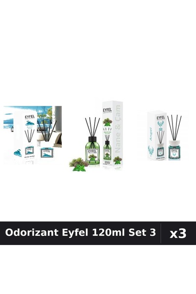 Eyfel Set 3 Odorizant Camera Betisoare 120ml - Angel, Ocean, Pin Menta
