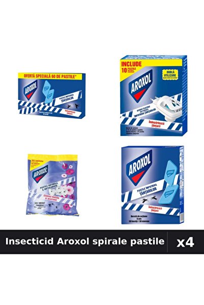 Aroxol Set 4 Insecticid Pastile Spirale Anti-Insecte - 20, 30, 60 bucati - Pr...