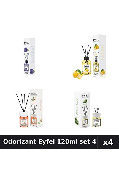 Eyfel Set 4 Odorizant Camera Betisoare - Zambile, Lămâie, Acacia, Lacramioare...