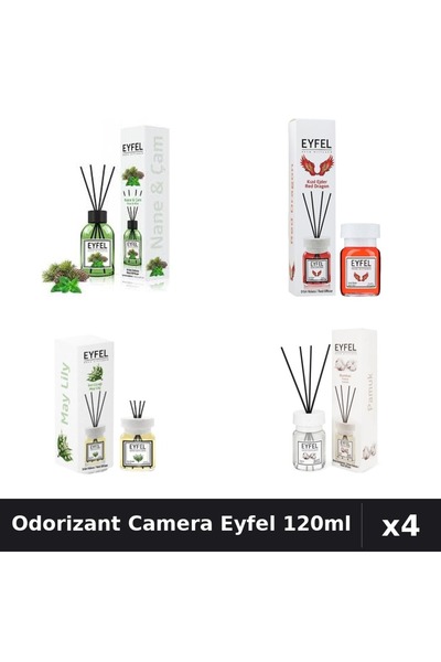 Eyfel Set 4 Odorizant Camera Betisoare 120ml - Pin, Menta, Red Dragon, Lacram...