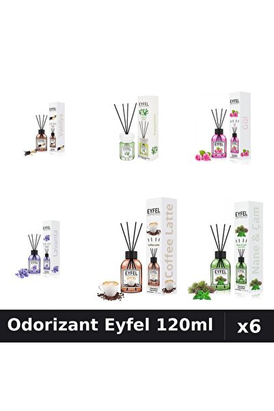 Eyfel Set 6 Odorizante Camera Betisoare - 6 Arome Asortate, 120ml Parfum