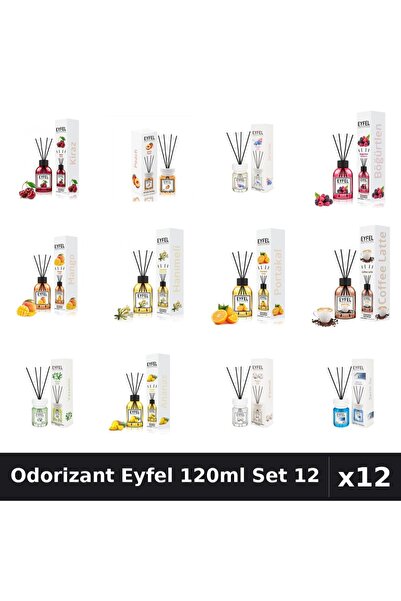 Eyfel Set 12 Odorizant Camera cu Betisoare 120ml - 12 Arome Asortate, Parfum ...